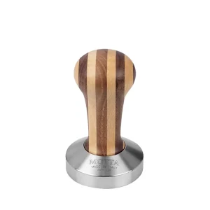Tamper Motta 58mm - Base Plana con Diseño de Rayas (Marrón)